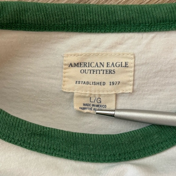Y2K American Eagle Raglan Long Sleeve Cotton Shirt Grunge Preppy Men’s Large - Picture 5 of 7